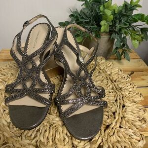 Charter Club Women's Embellished Strappy Sandals in Gunmetal gray. Size 8 $10